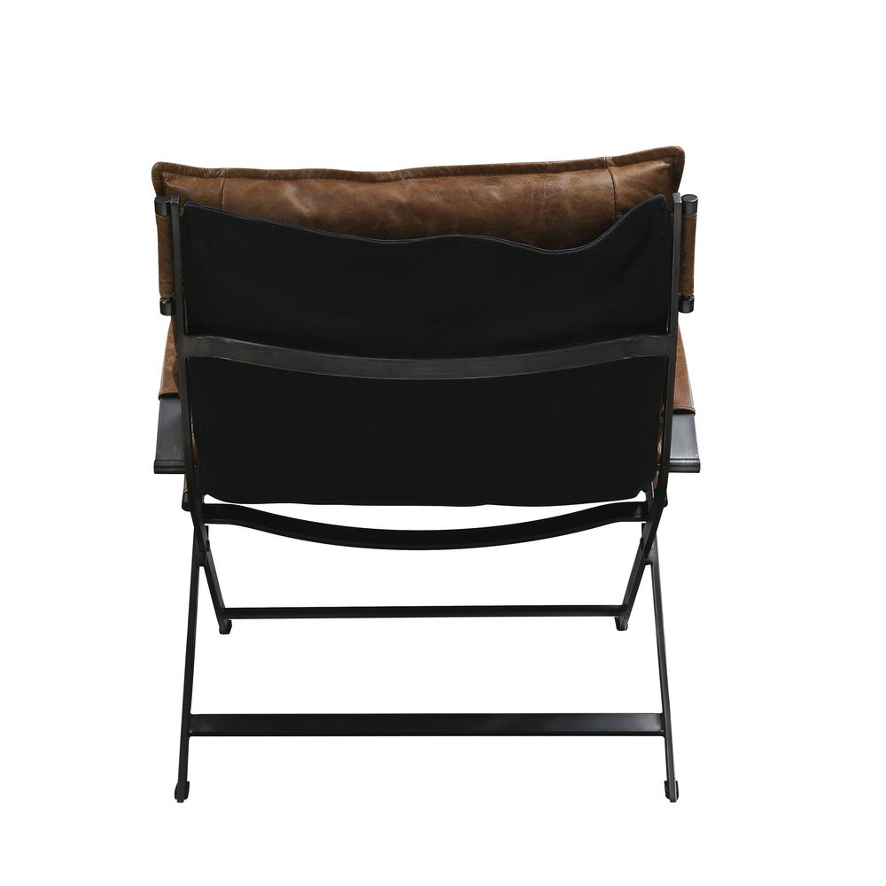 Zulgaz Accent Chair, Cocoa Top Grain Leather & Matt Iron Finish (59951)