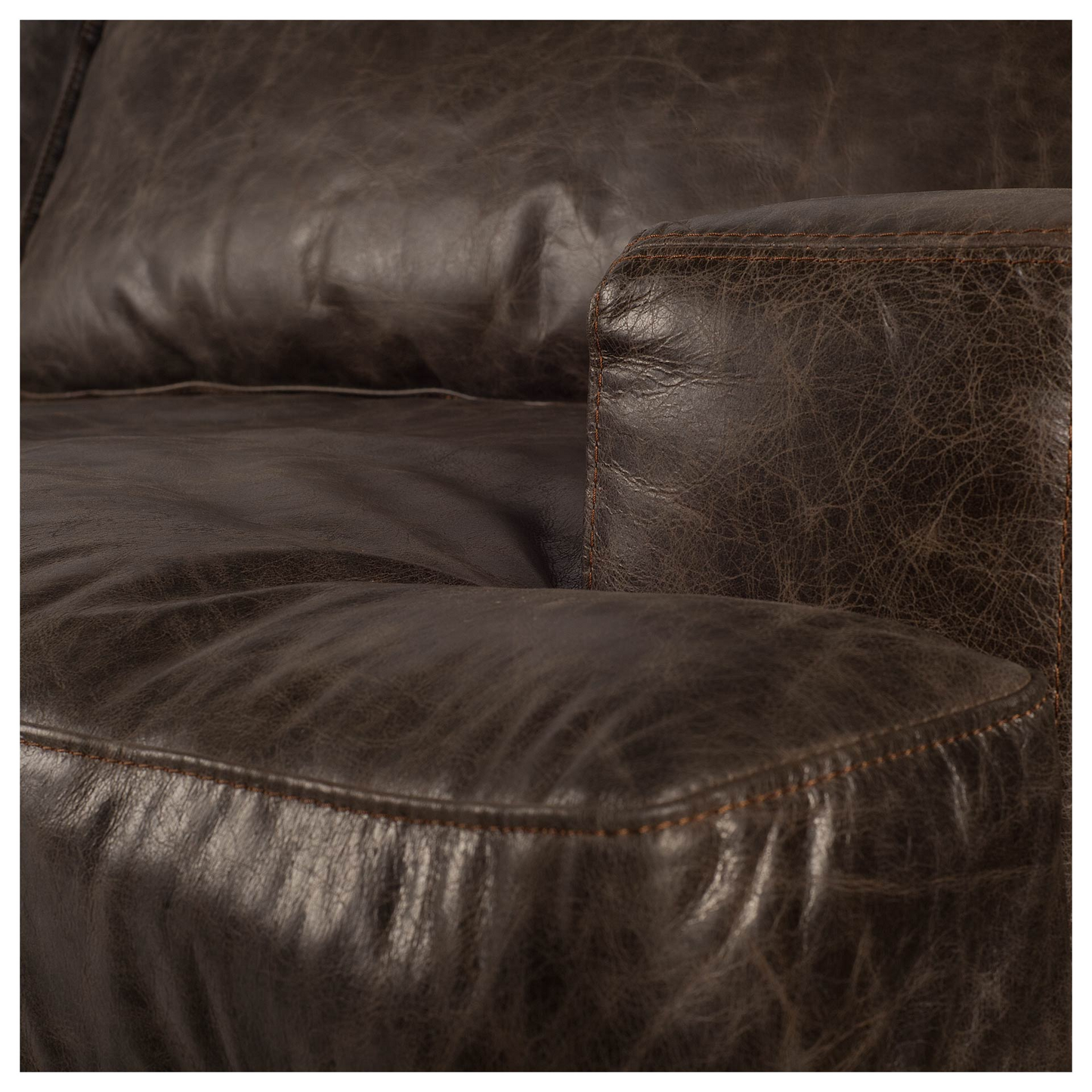 The Capone Leather Wide Accent Chair With Wood And Black Iron Base