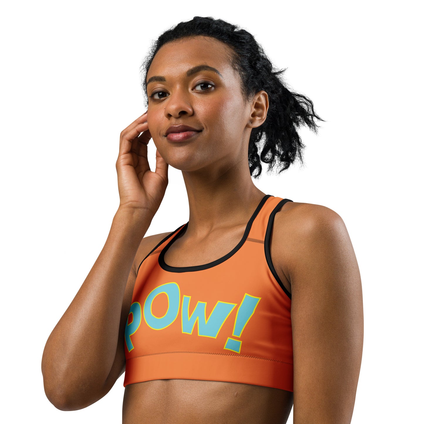 POW Sports bra (Sun Orange) with Blue