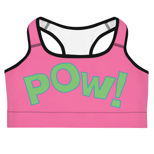 POW Sports bra (Bubblegum) with Green