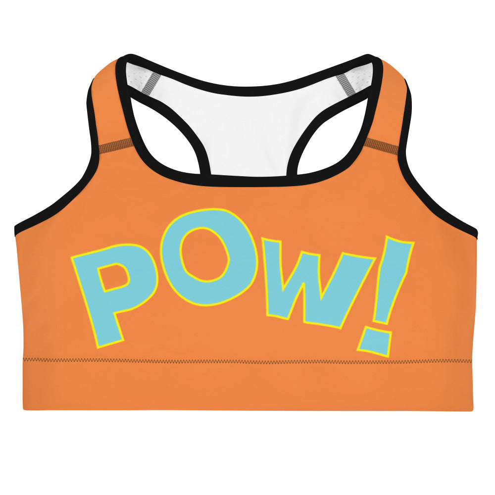 POW Sports bra (Sun Orange) with Blue