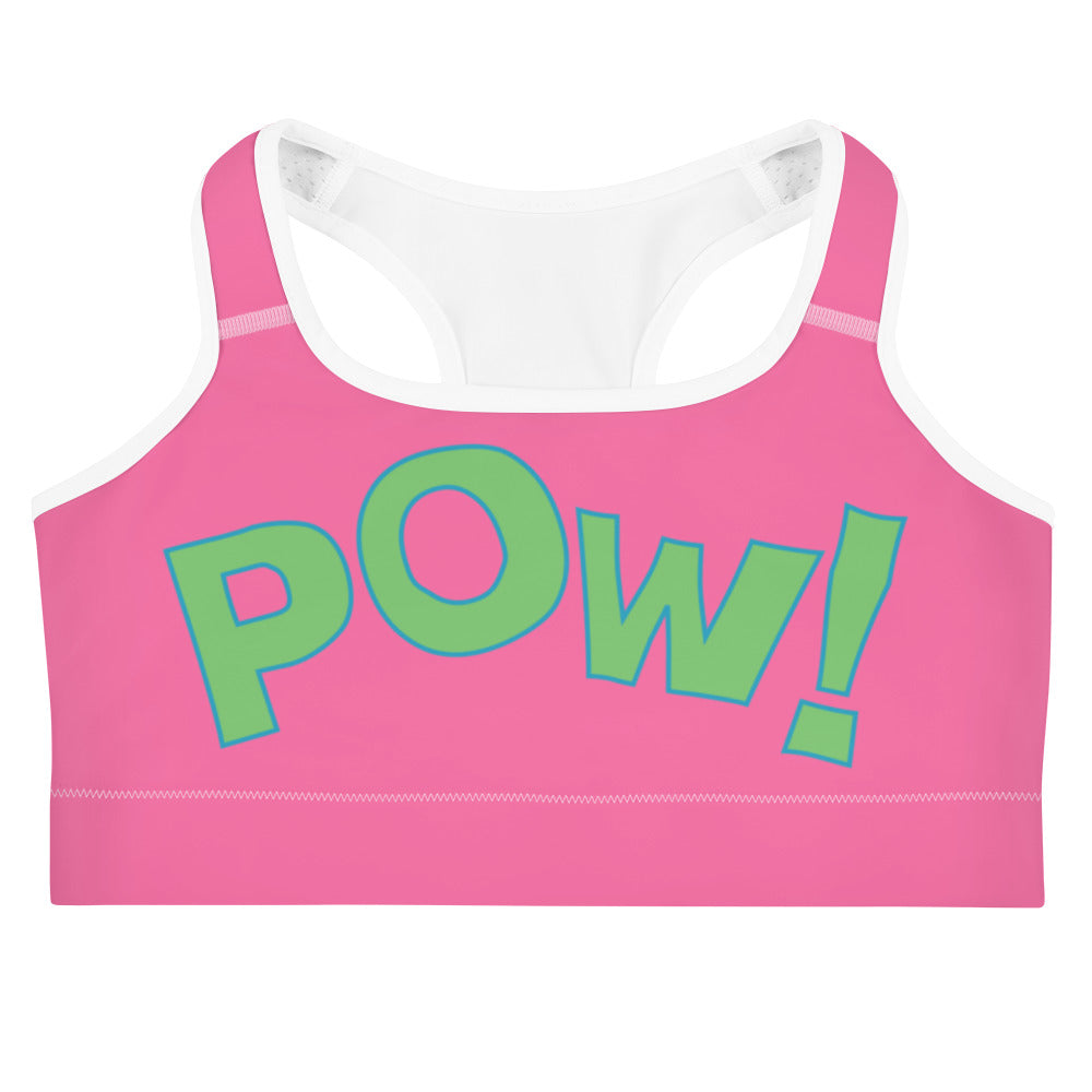 POW Sports bra (Bubblegum) with Green