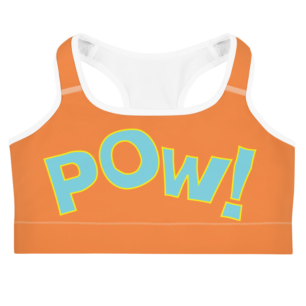 POW Sports bra (Sun Orange) with Blue